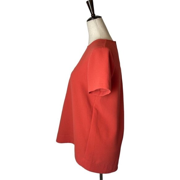 Madewell Orange Crew Neck Keyhole Neck Short Sleeve Tailored Pleated Top Size XS - Picture 5 of 12